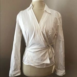 Ann Taylor Shirt Size 10 Stretch Crossover Shirt
